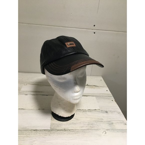 Jamont black brown leather look adjustable back ball cap - Picture 1 of 6